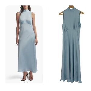 Favorite Daughter The Whisk Me Away Satin Dress High neck bow tie 6